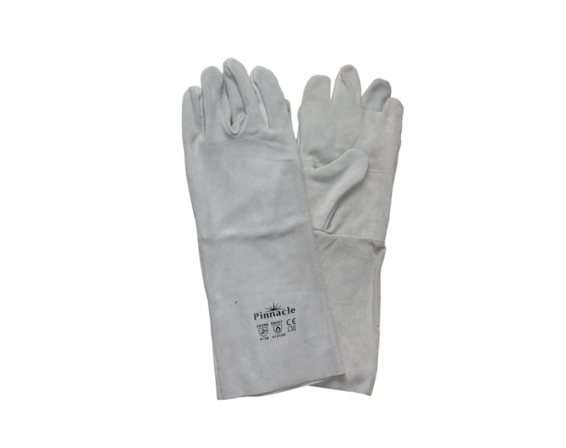 GLOVES 8″ CHROME LEATHER DOUBLE PALM ELBOW