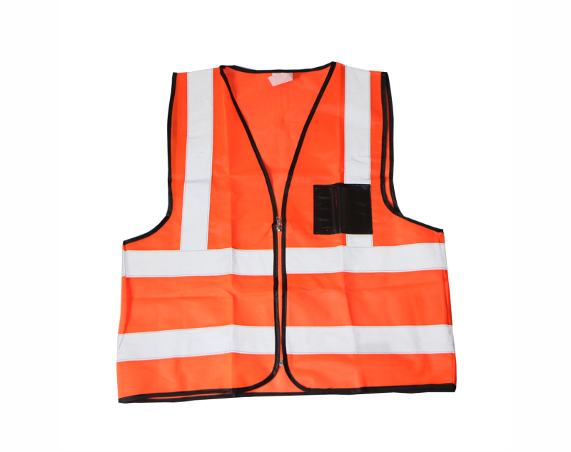 VEST ORANGE REFLECTIVE WITH ZIP & ID POUCH