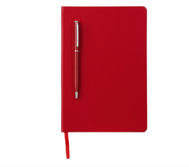 campina giftology a5 hard-cover notebook with metal pen red