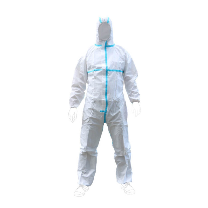 Disposable plain white coveralls 65GSM TYVEK